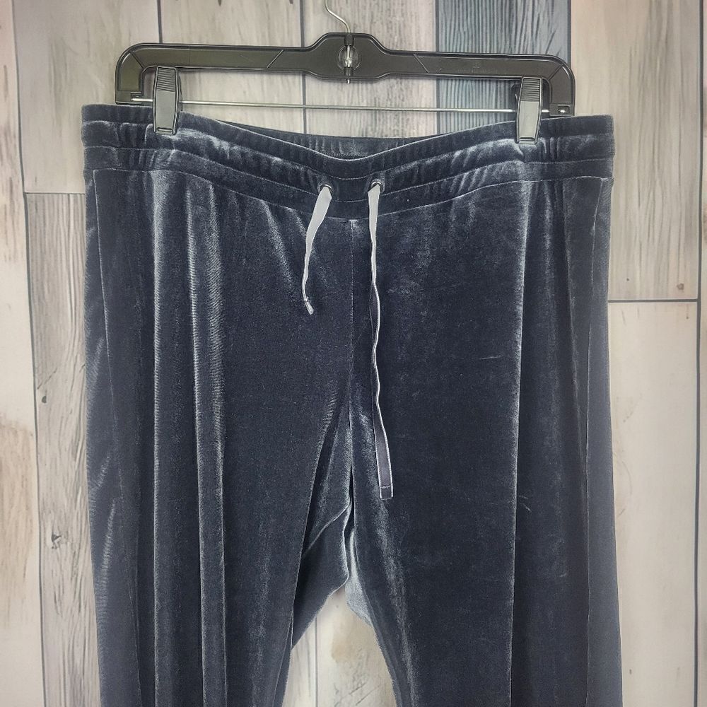 Material Girl Dark Gray Velvet Joggers Lounge Pants Lace Up Bottoms Size Lg - Picture 2 of 5